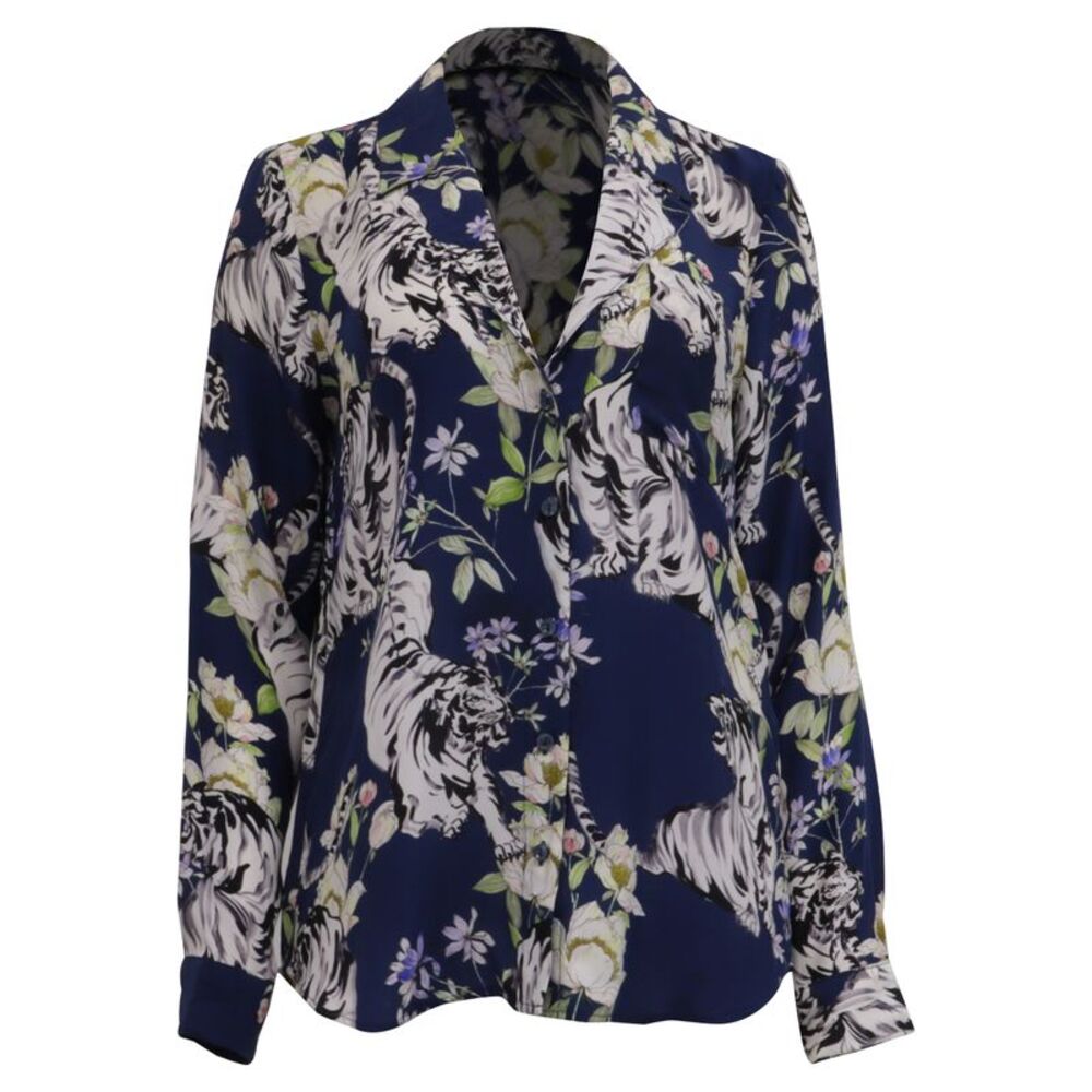 Anine Bing Blair Shirt in Blue Silk